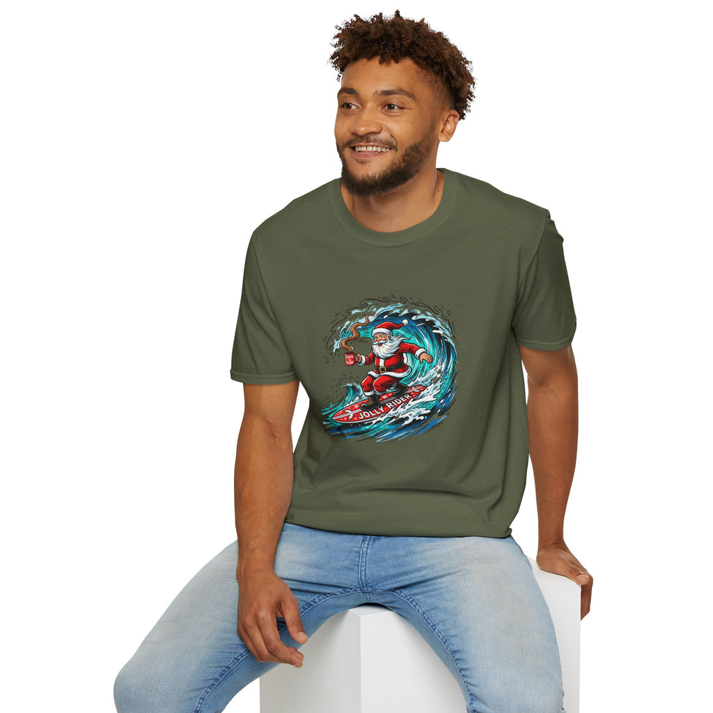 Santa Surfing T-Shirt — Surfing Santa Christmas Tee