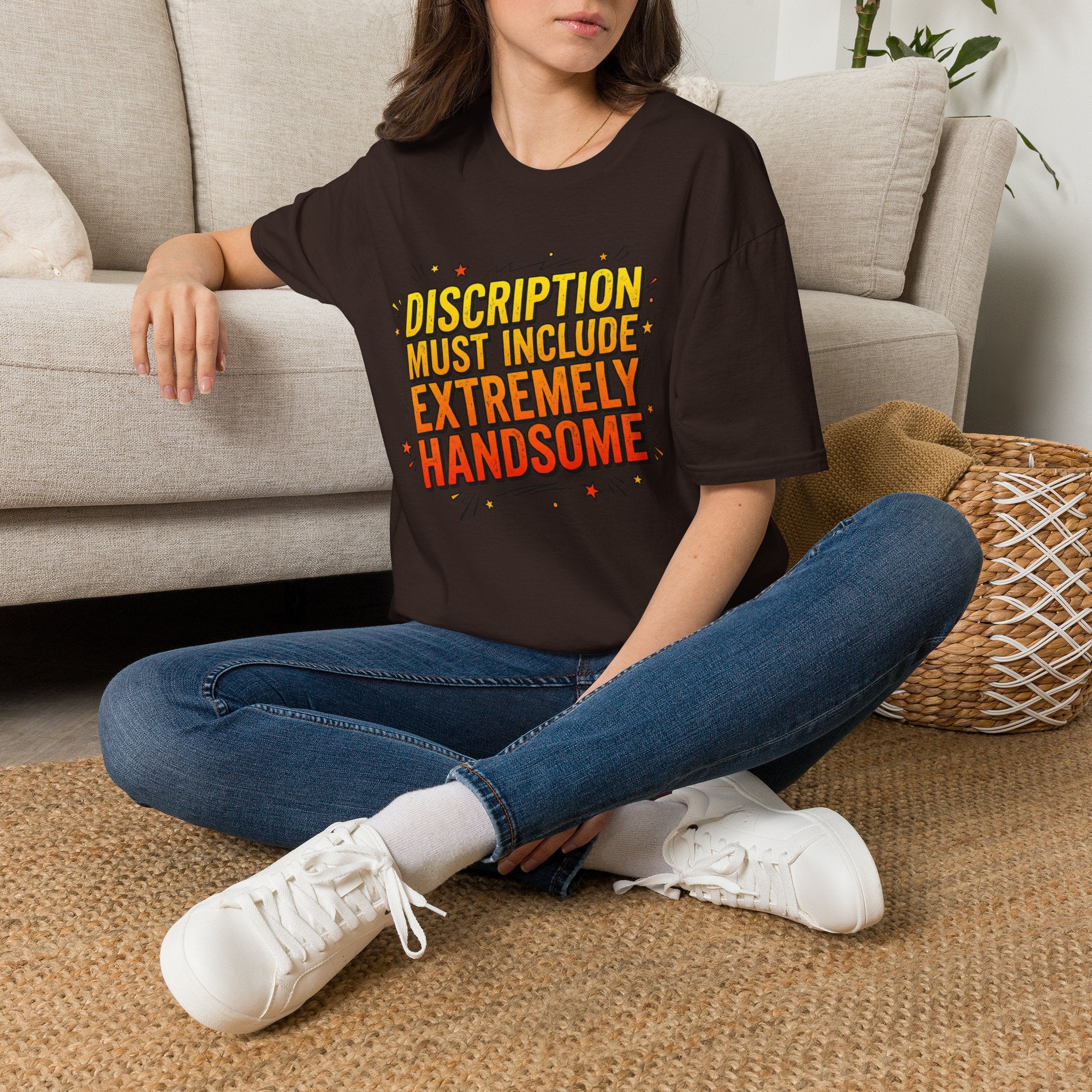 T-Shirt — “Description Must Include Extremely Handsome” Retro Comic Graphic Tee