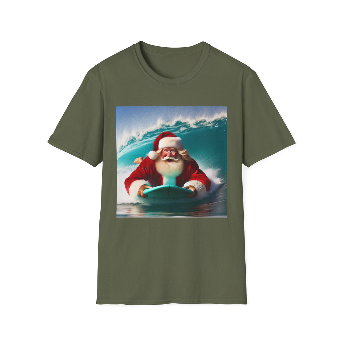 Surfing Santa T-Shirt — Funny Christmas Surf Holiday Tee