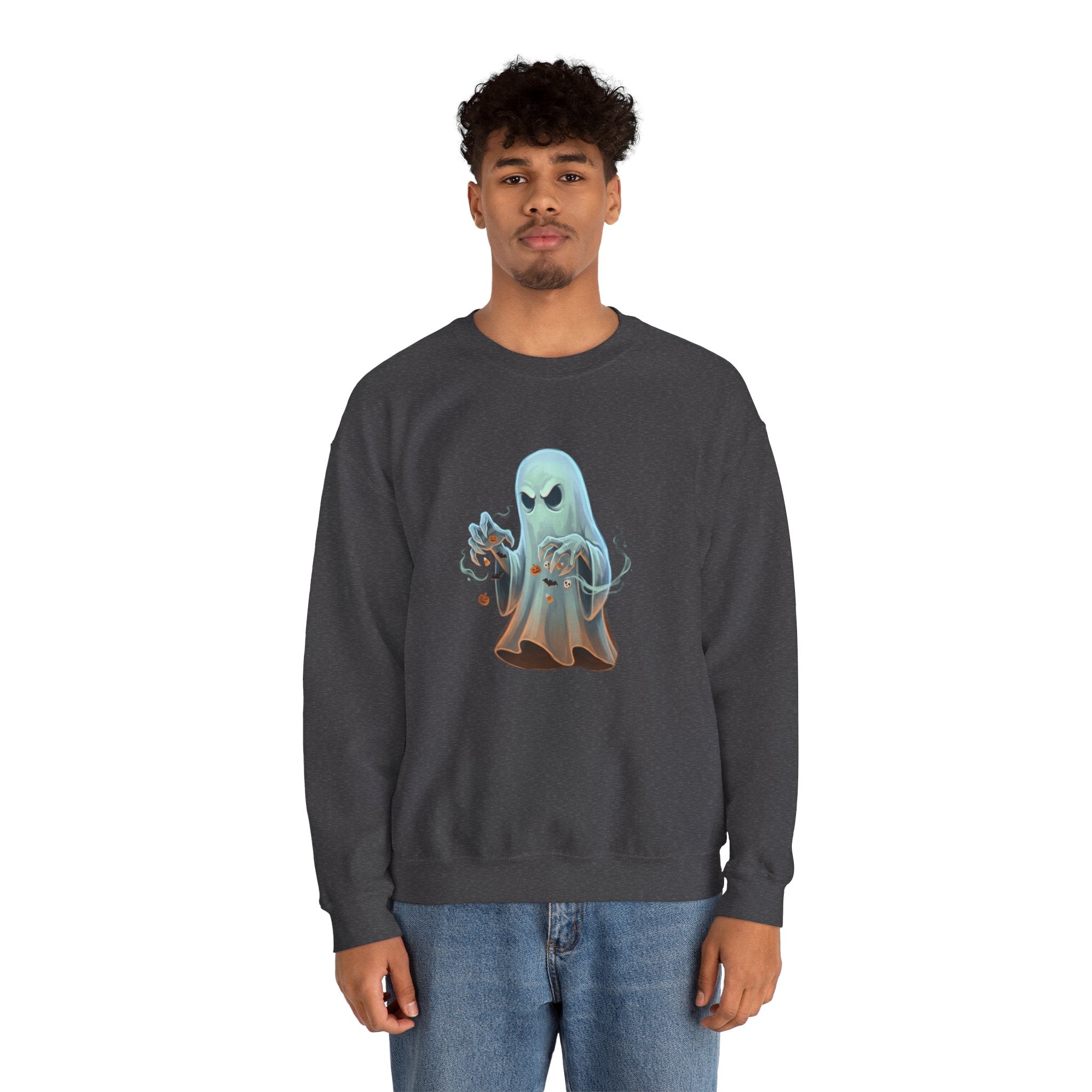 Grumpy Ghost Halloween Crewneck Sweatshirt