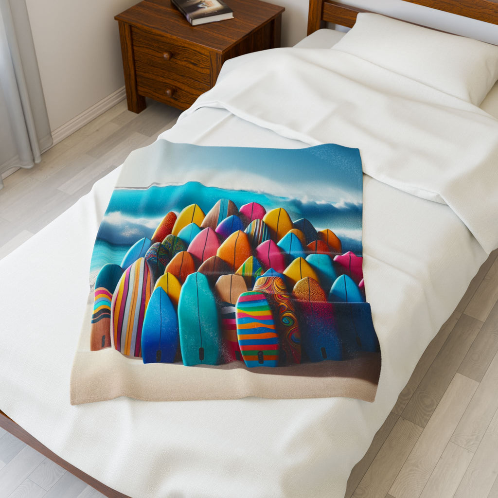 Velveteen Plush Blanket - Surfboards