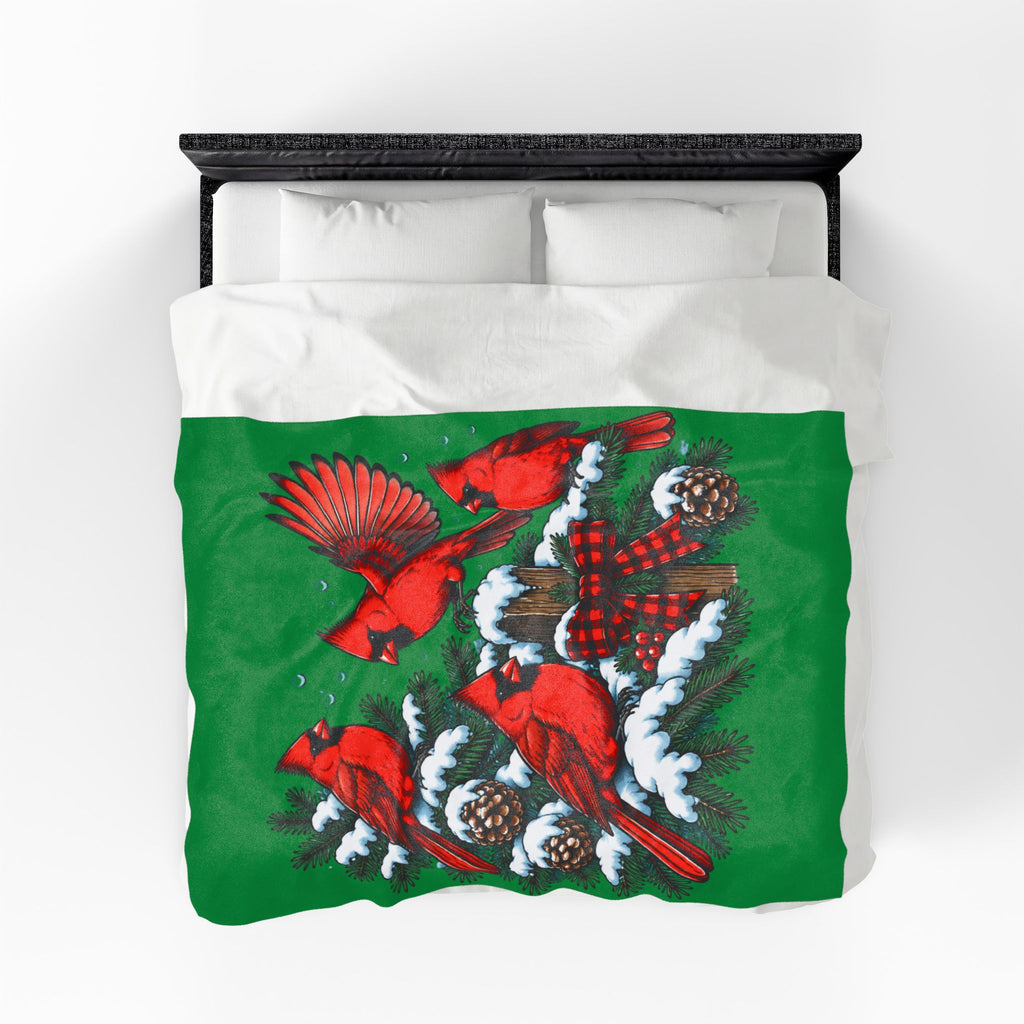 Christmas Cardinal Velveteen Plush Blanket