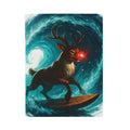 Mystical Surfing Reindeer Velveteen Plush Blanket