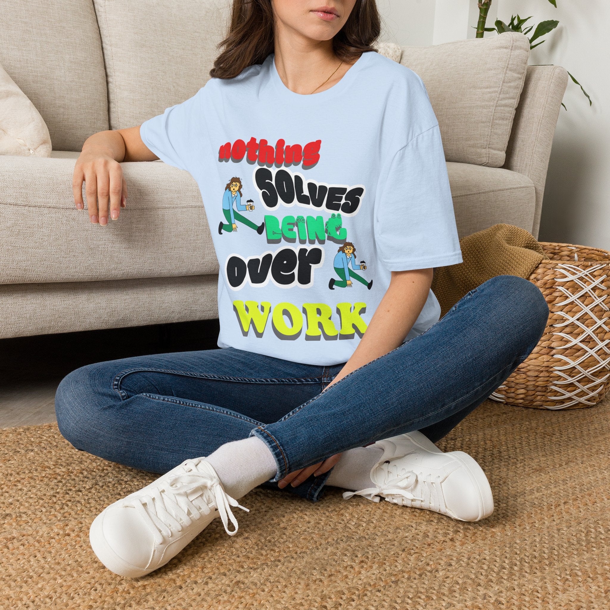 NOTHING SOLVES BEING OVER WORK Unisex Softstyle T-Shirt