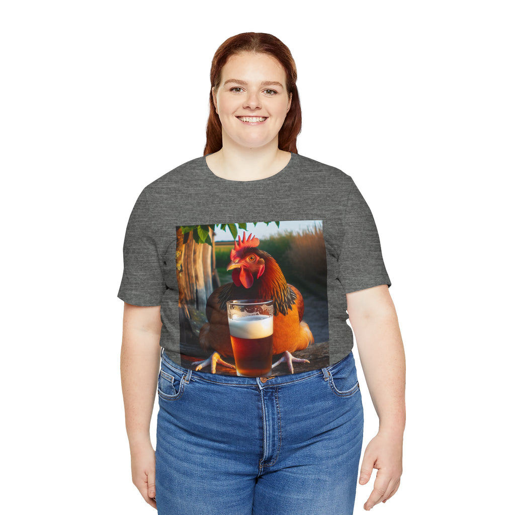 Funny Rooster with Beer Graphic Unisex T-Shirt