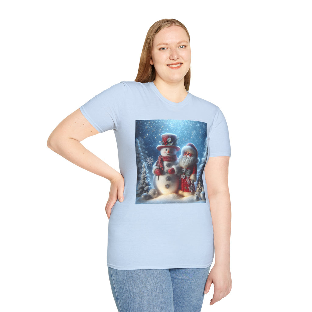 Christmas Santa & Snowman T-Shirt — Holiday Winter Scene Tee
