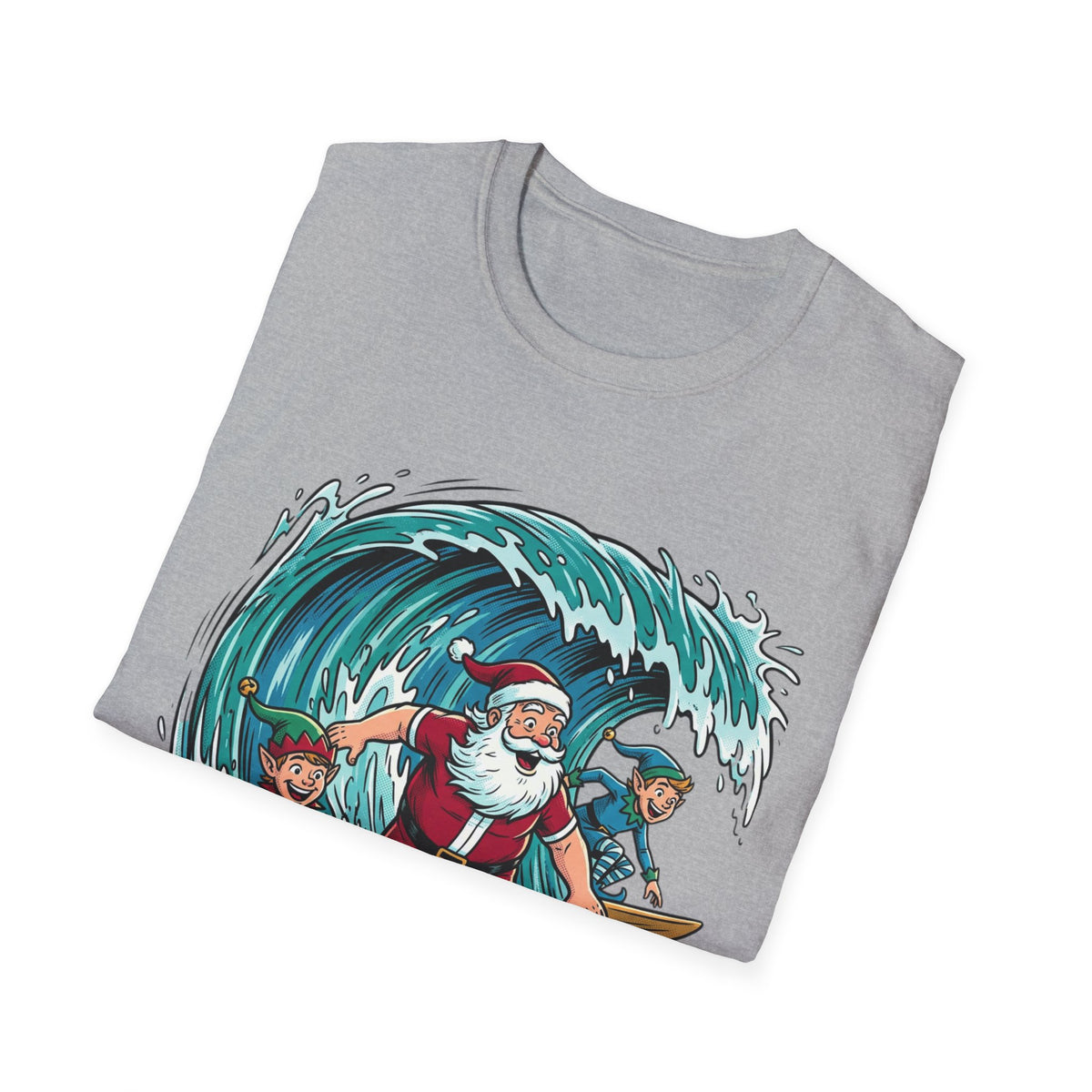 Surfing Santa T-Shirt — Christmas Beach Holiday Tee