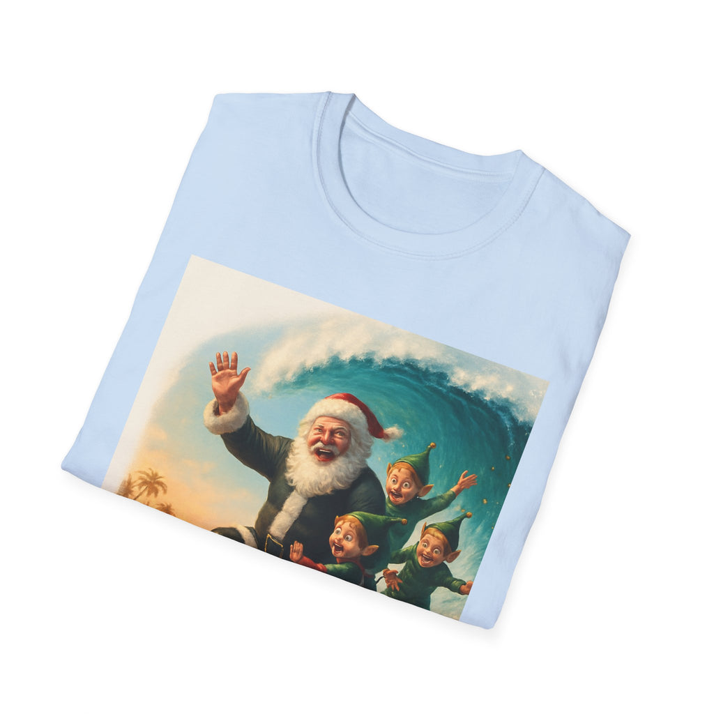 Santa Surfing T-Shirt — Retro Christmas Surfing Santa Tee