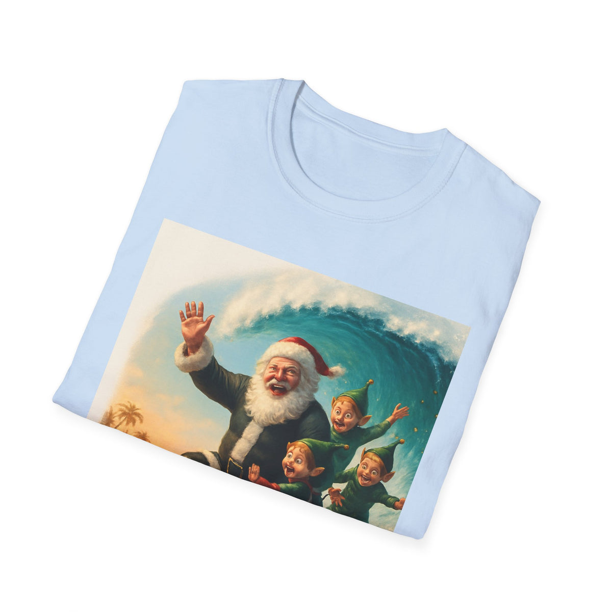 Santa Surfing T-Shirt — Retro Christmas Surfing Santa Tee