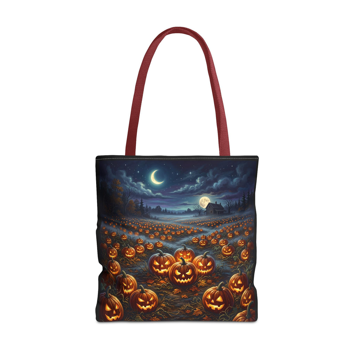 Halloween Pumpkin Patch Tote Bag — Spooky Night Jack-O'-Lantern Canvas Tote