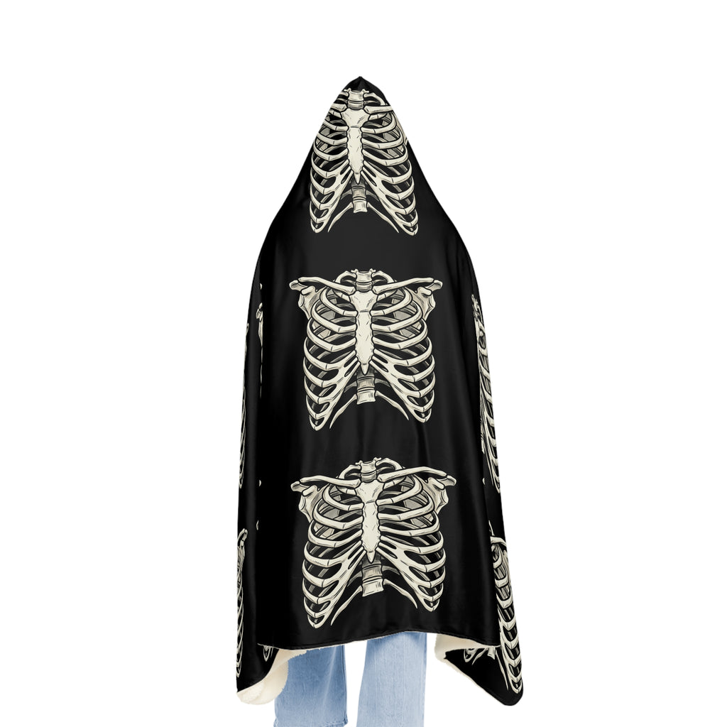 Hooded Skeleton Ribcage Snuggle Blanket – Cozy Halloween Throw