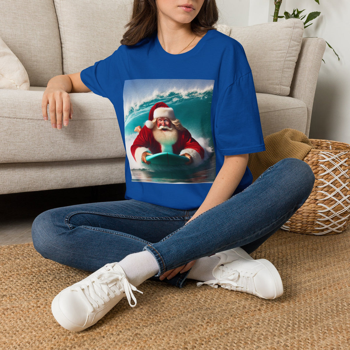 Surfing Santa T-Shirt — Funny Christmas Surf Holiday Tee