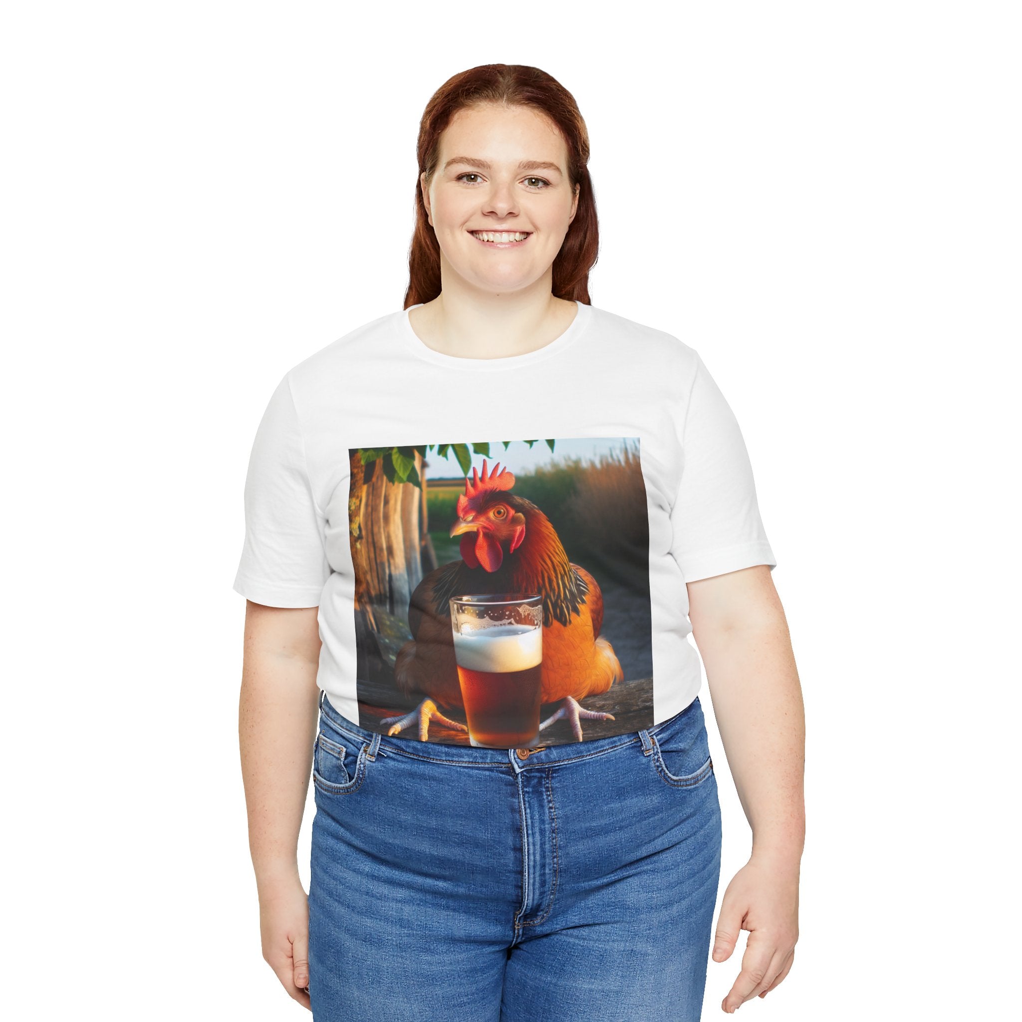 Funny Rooster with Beer Graphic Unisex T-Shirt