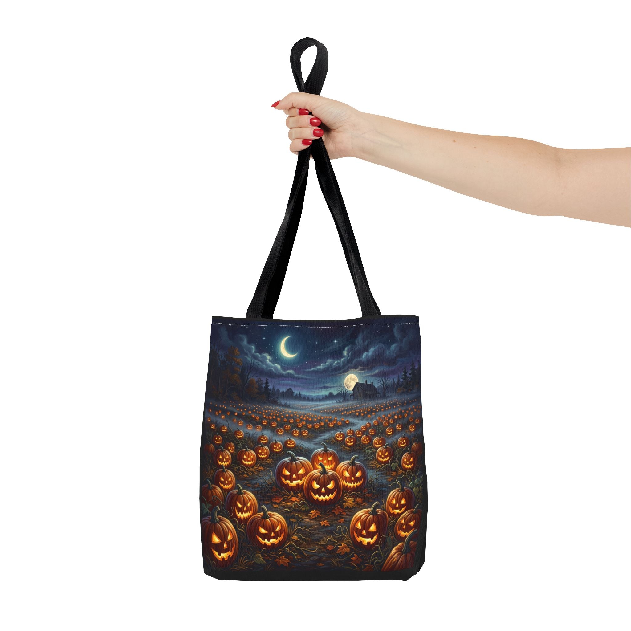 Halloween Pumpkin Patch Tote Bag — Spooky Night Jack-O'-Lantern Canvas Tote