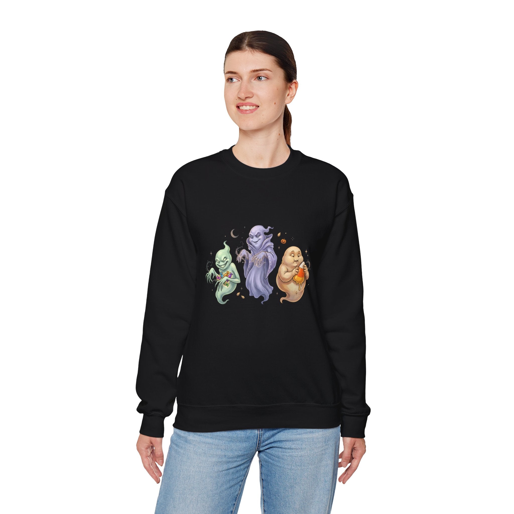 Three Quirky Ghosts Halloween Unisex Heavy Blend Crewneck Sweatshirt