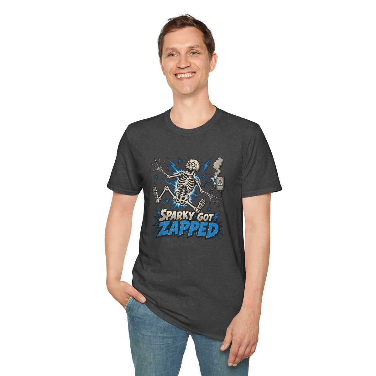 Sparky Got Zapped Skeleton Lightning T-Shirt