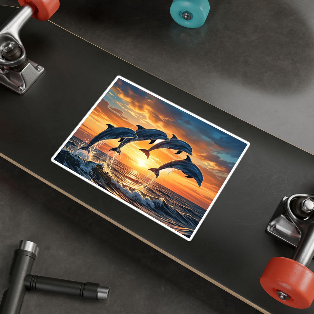 Dolphin Sunset Kiss-Cut Vinyl Decal