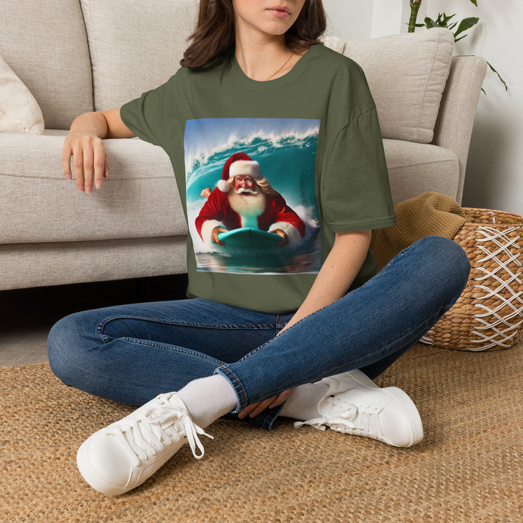 Surfing Santa T-Shirt — Funny Christmas Surf Holiday Tee
