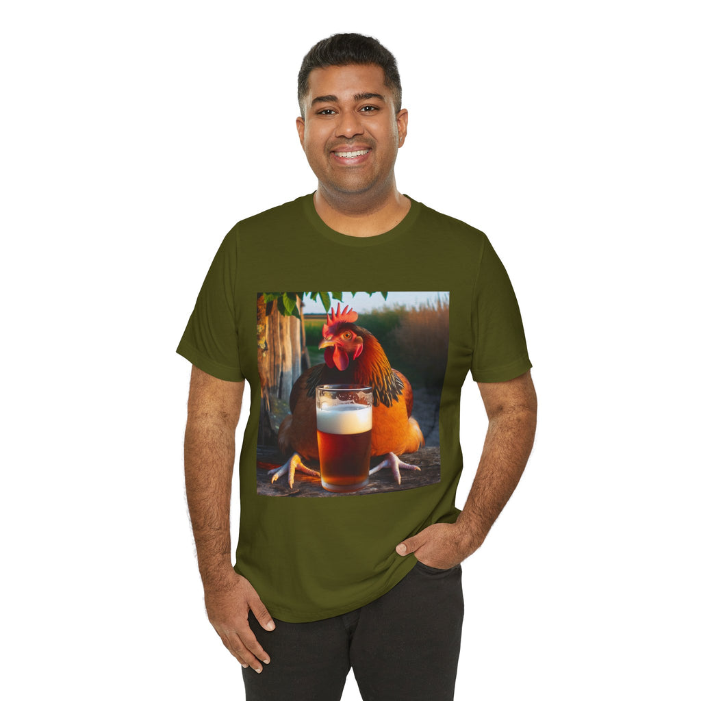 Funny Rooster with Beer Graphic Unisex T-Shirt