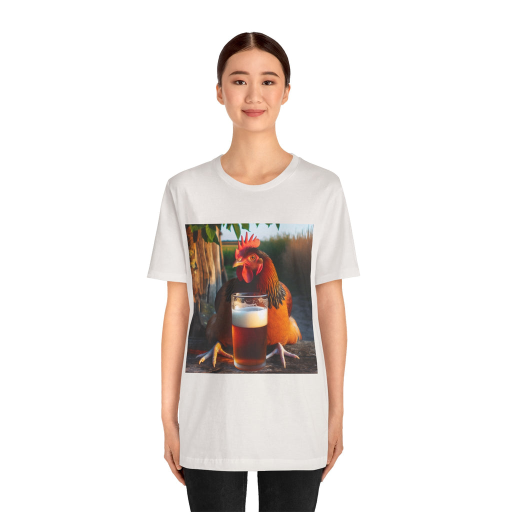 Funny Rooster with Beer Graphic Unisex T-Shirt