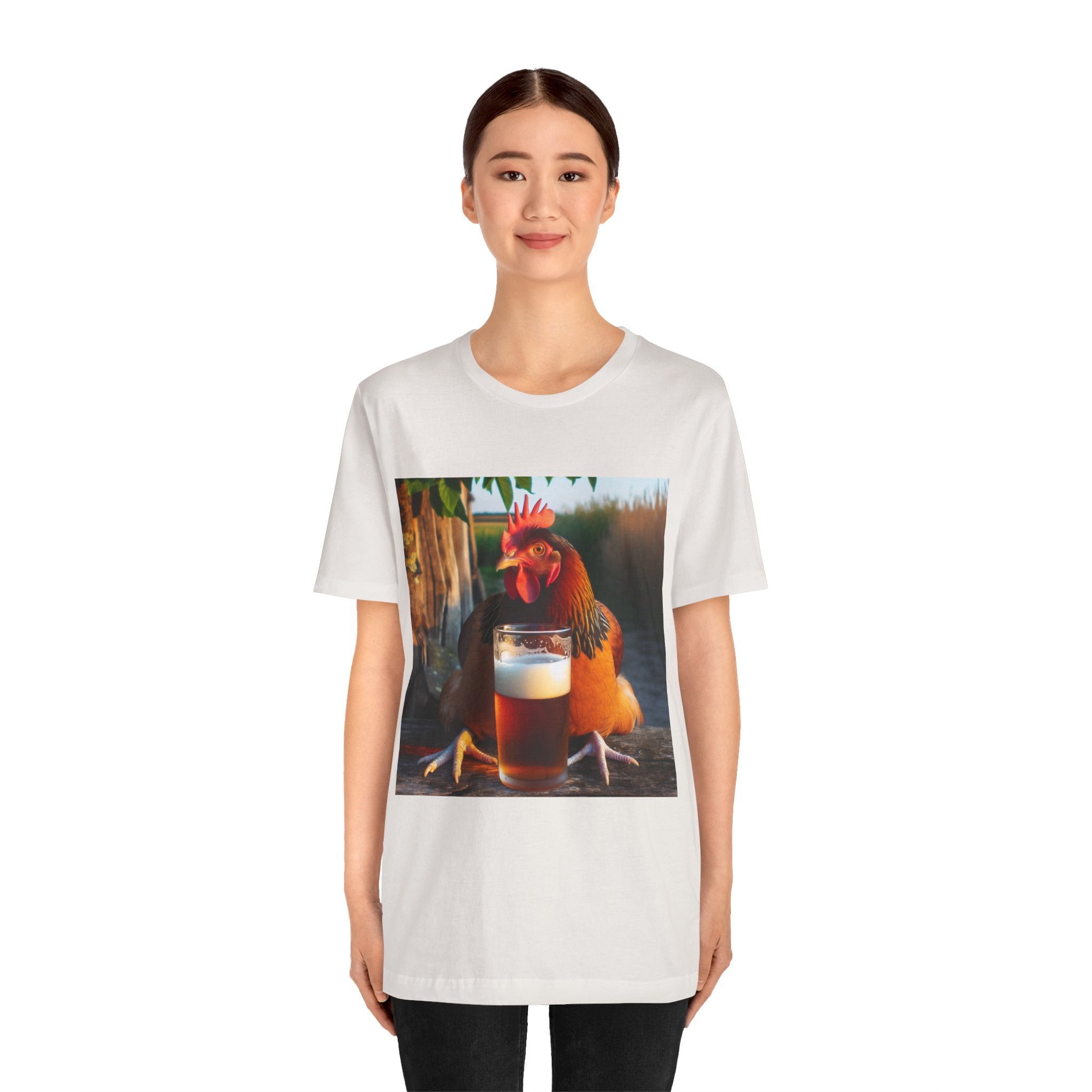 Funny Rooster with Beer Graphic Unisex T-Shirt