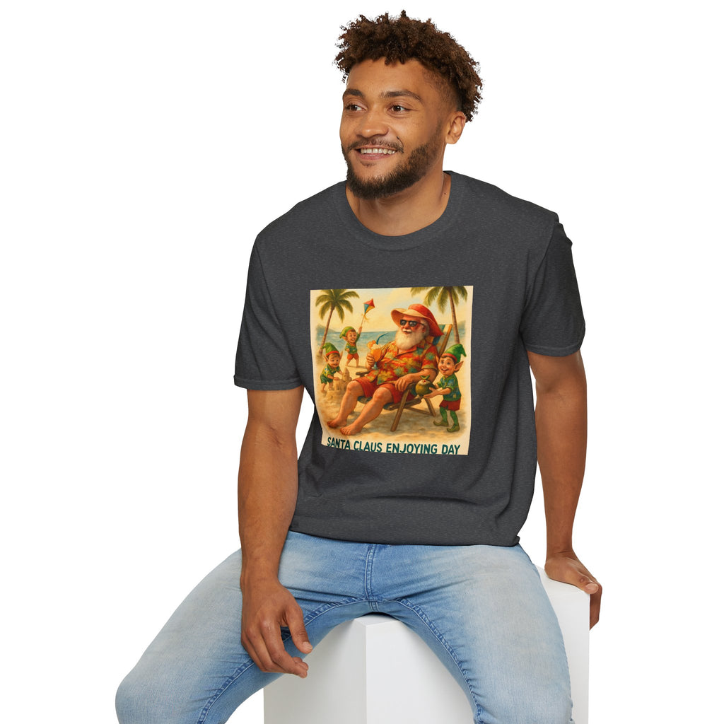 Santa Claus Enjoying Day T-Shirt – Retro Beach Holiday Tee