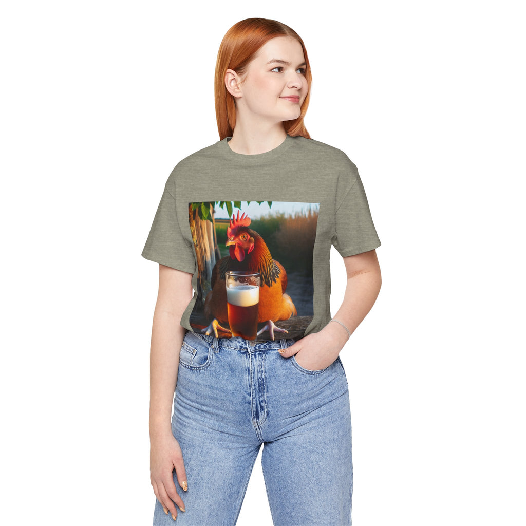 Funny Rooster with Beer Graphic Unisex T-Shirt