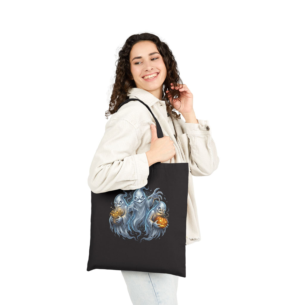 THREE LITTLE GHOST Cotton Canvas Tote Bag