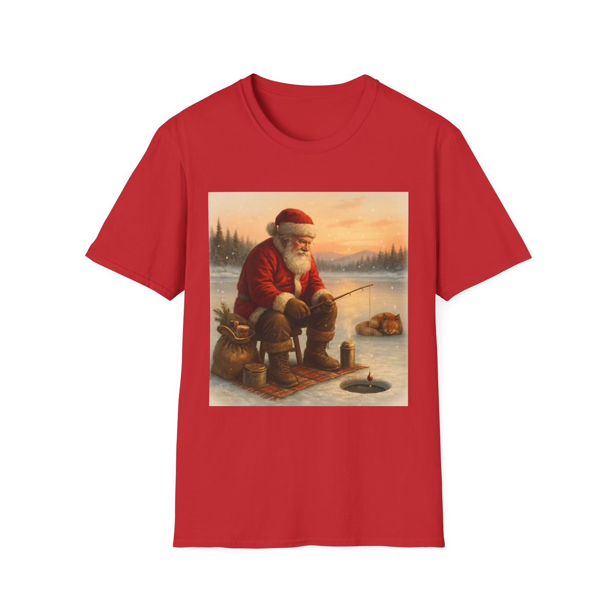 Santa Fishing Christmas T-Shirt