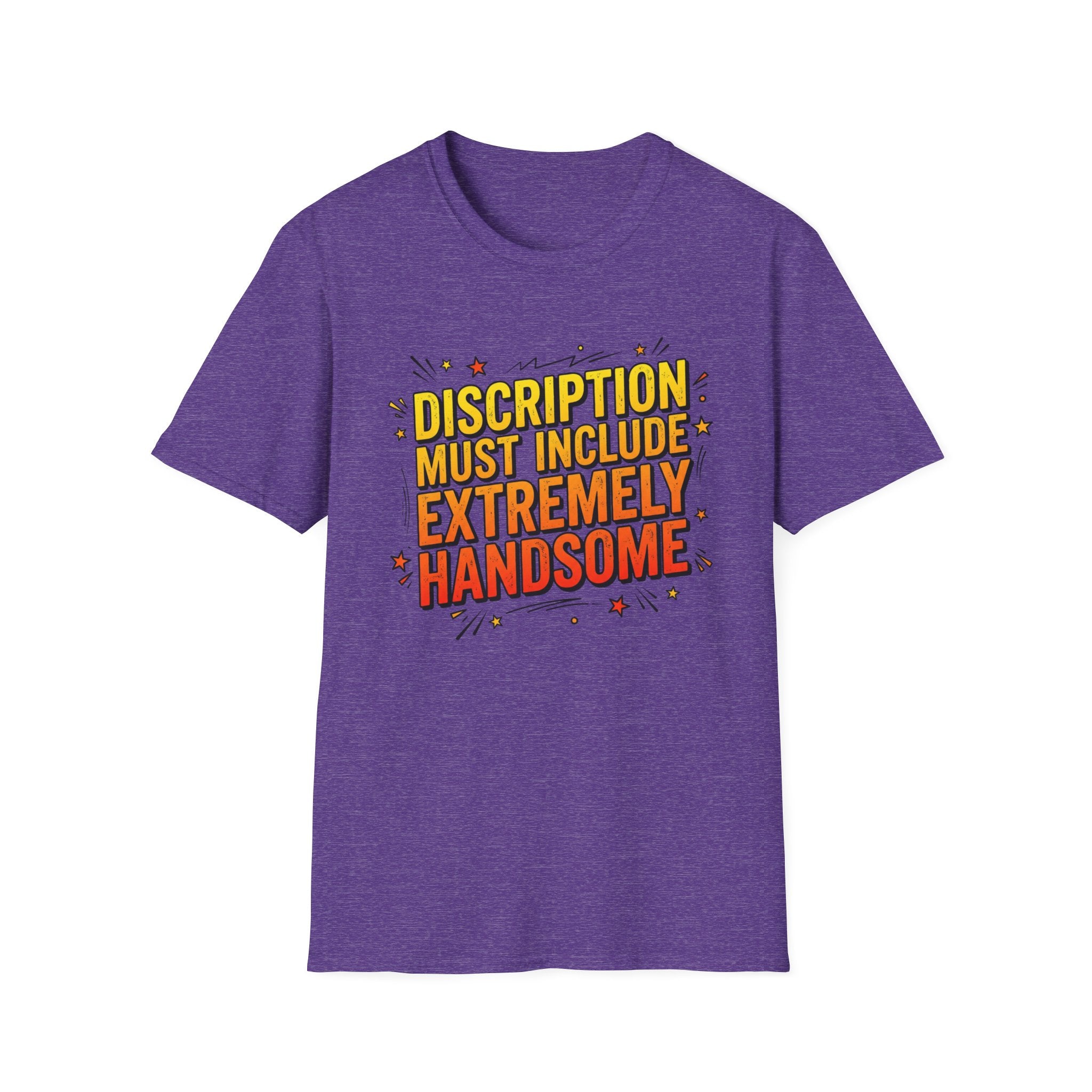 T-Shirt — “Description Must Include Extremely Handsome” Retro Comic Graphic Tee