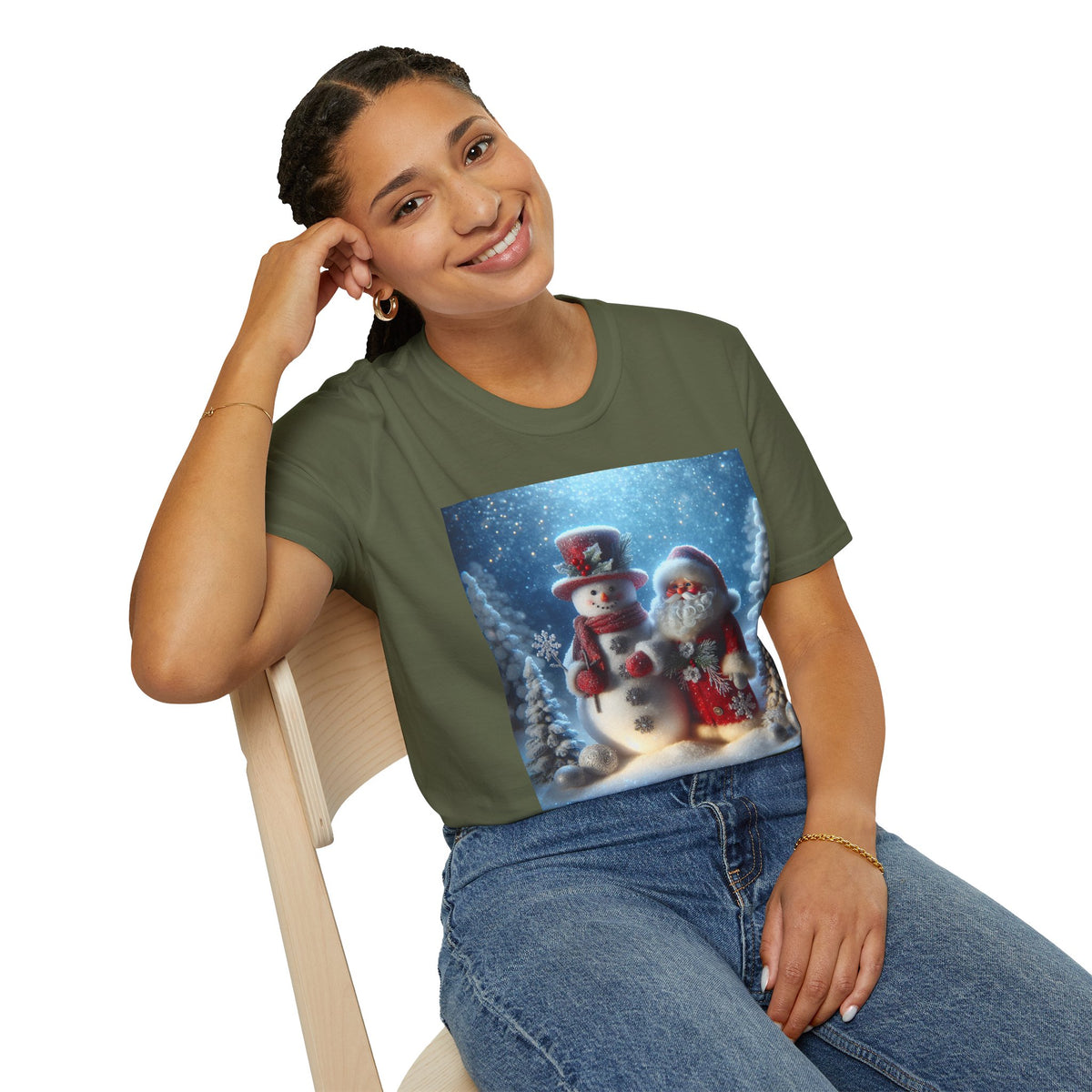 Christmas Santa & Snowman T-Shirt — Holiday Winter Scene Tee