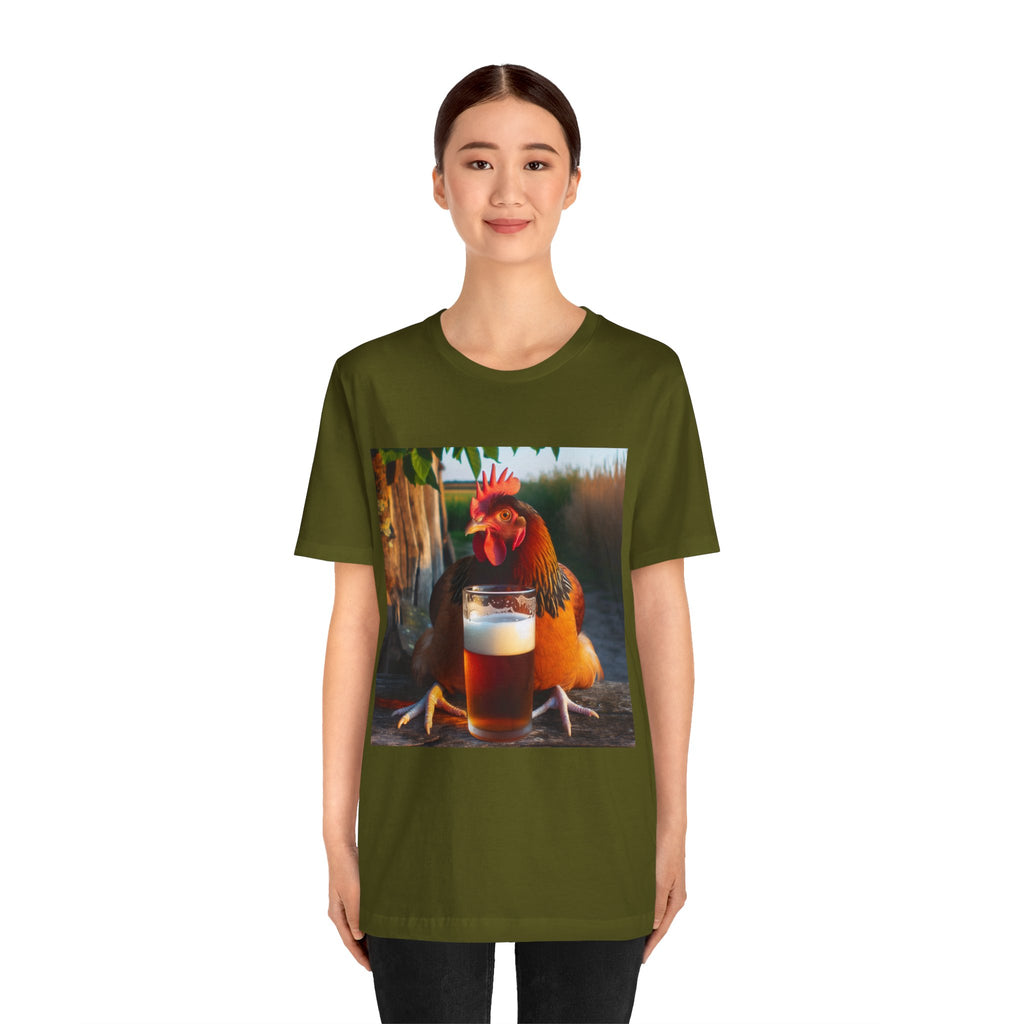 Funny Rooster with Beer Graphic Unisex T-Shirt