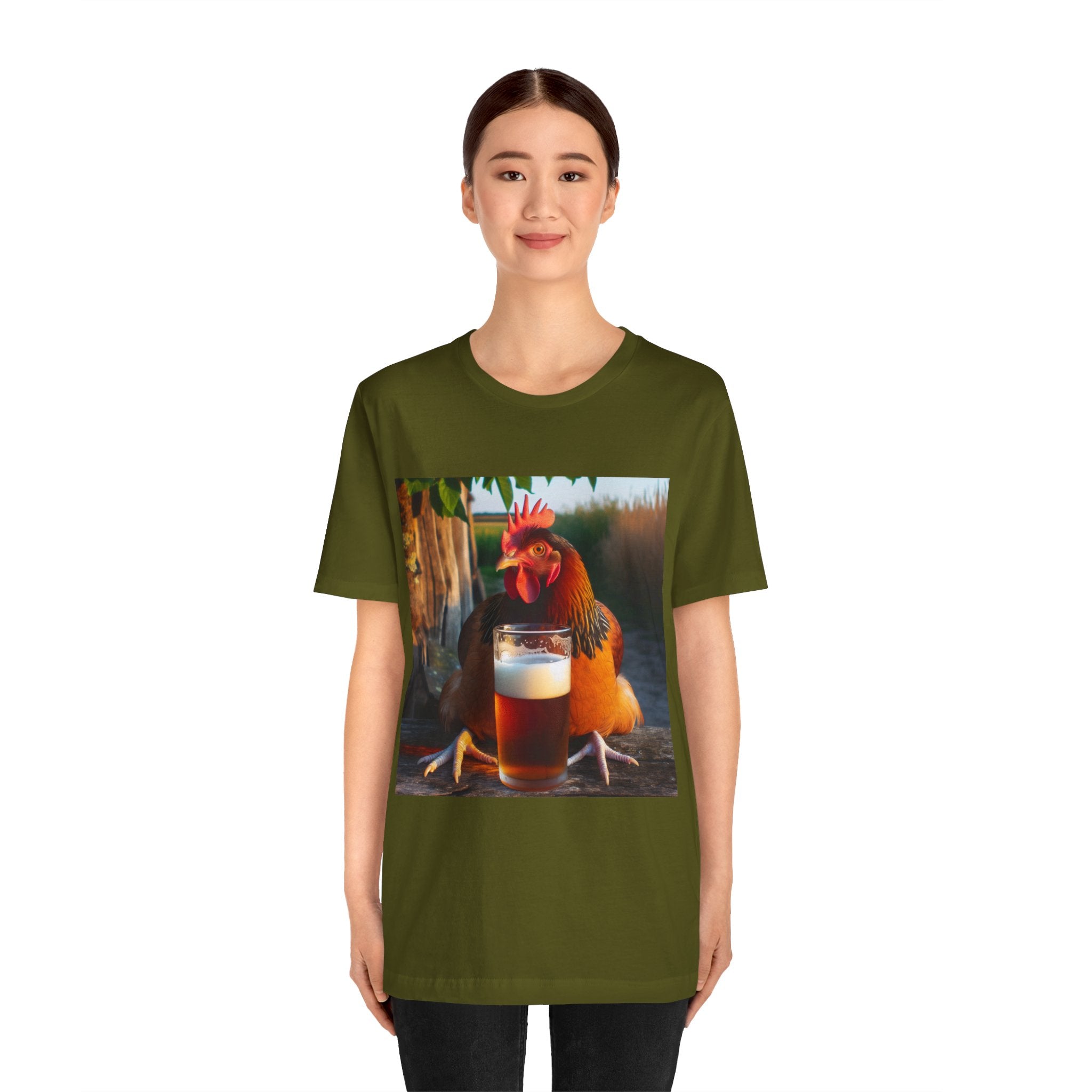 Funny Rooster with Beer Graphic Unisex T-Shirt