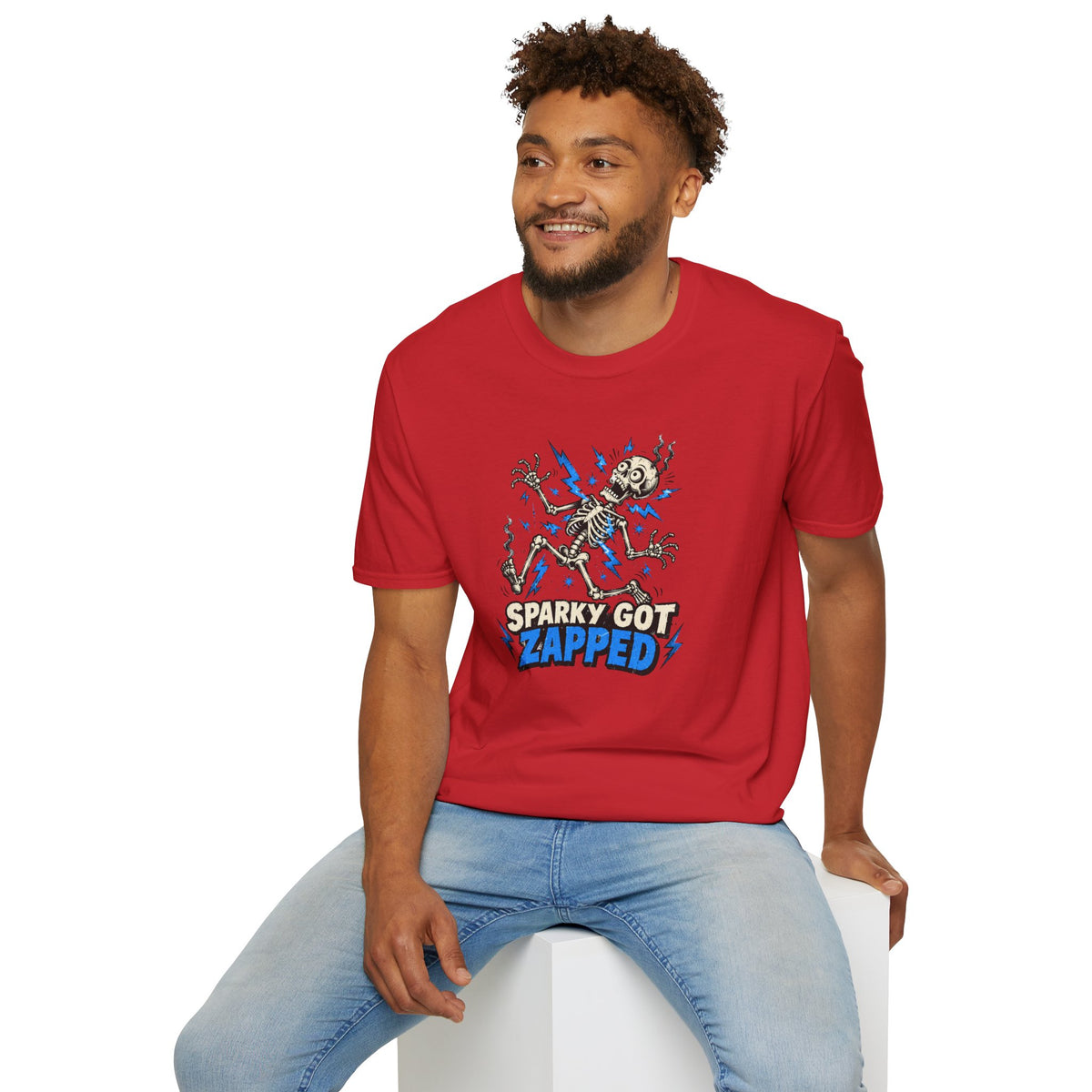 Sparky Got Zapped Skeleton Graphic T-Shirt