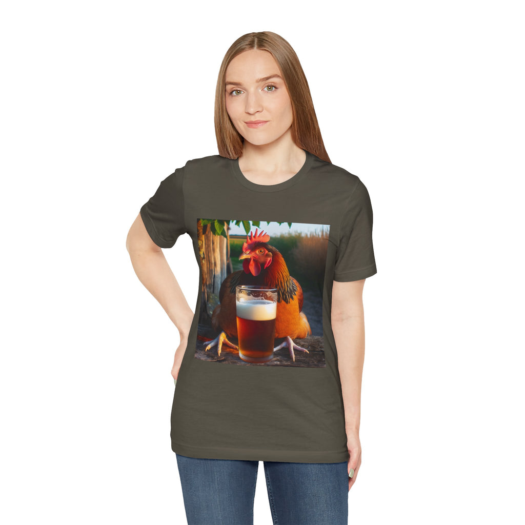 Funny Rooster with Beer Graphic Unisex T-Shirt