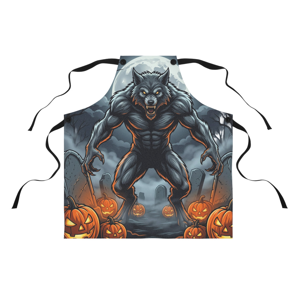 Werewolf Halloween Apron — Spooky Pumpkin Jack-O'-Lantern Cooking Apron