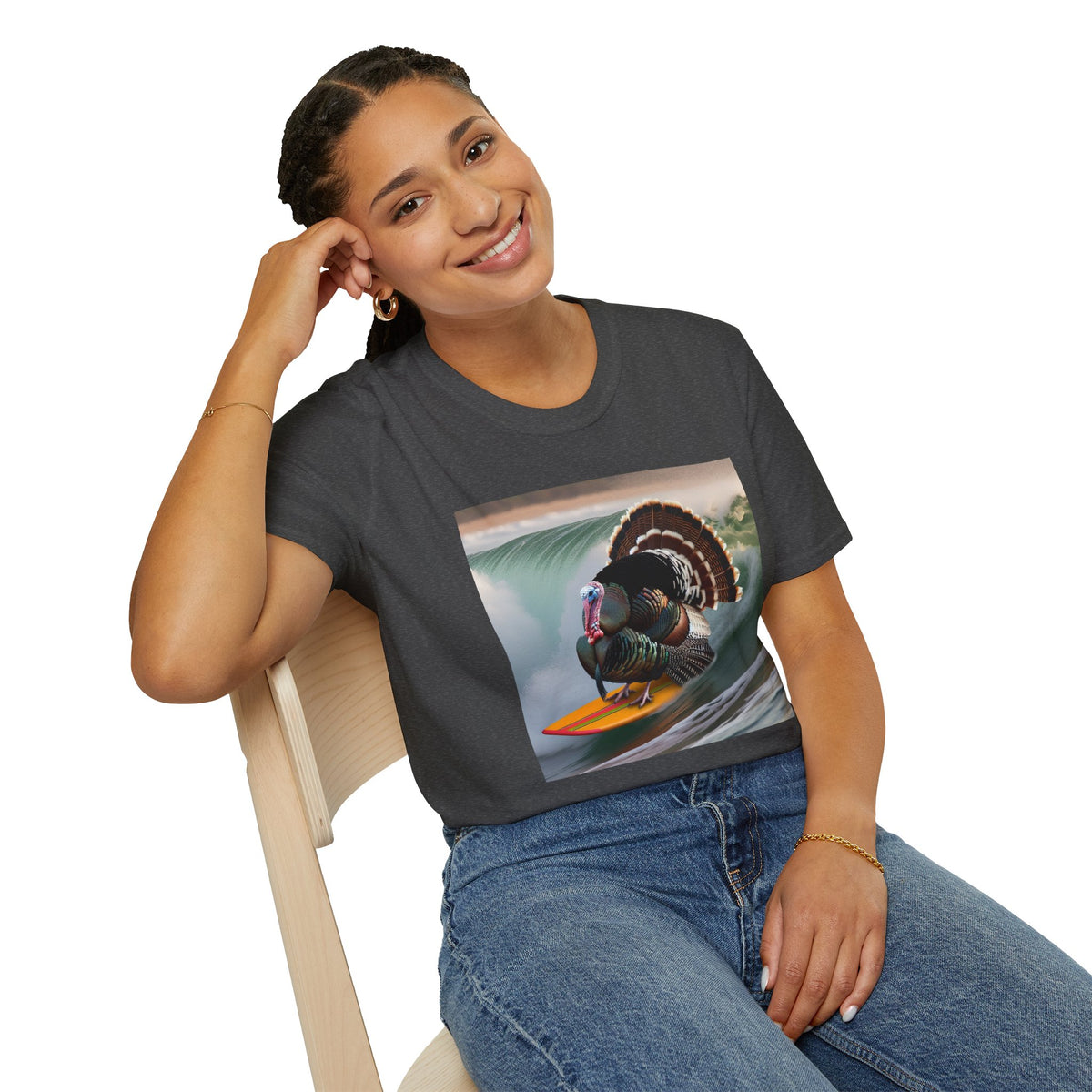 Surfing Turkey T-Shirt — Funny Thanksgiving Surfboard Graphic Tee
