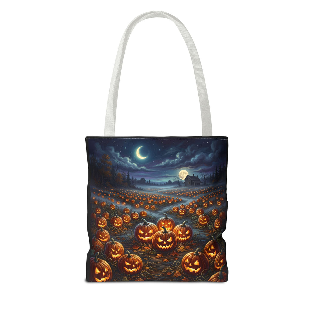 Halloween Pumpkin Patch Tote Bag — Spooky Night Jack-O'-Lantern Canvas Tote