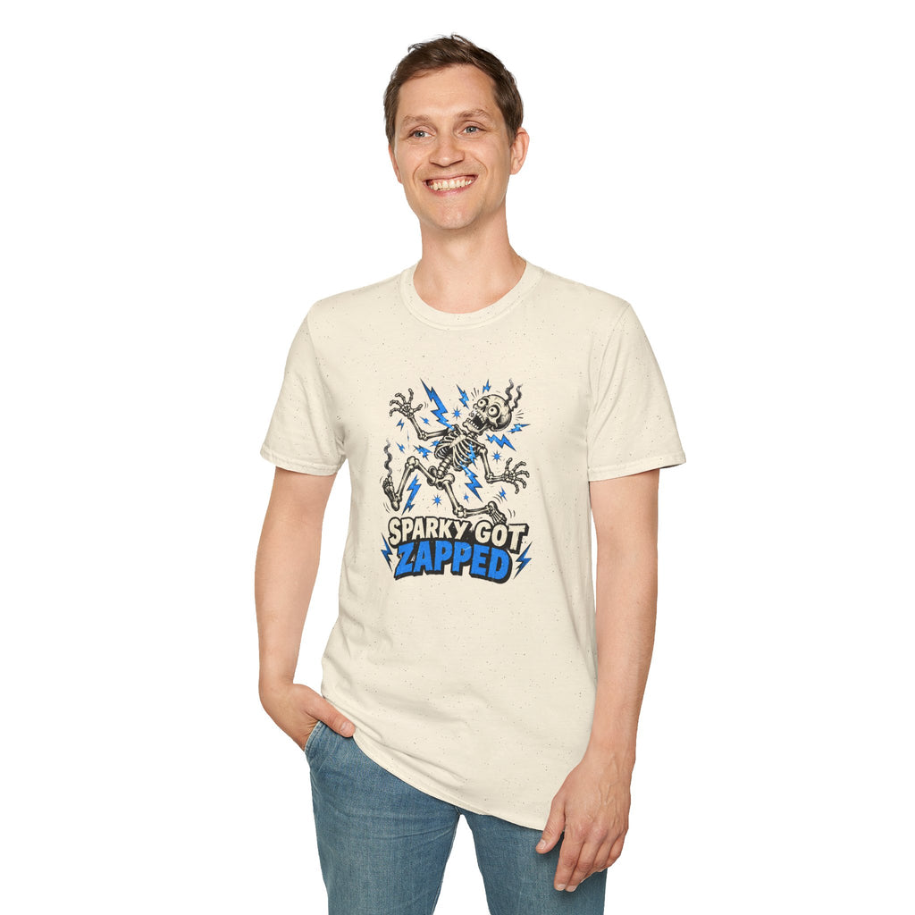 Sparky Got Zapped Skeleton Graphic T-Shirt