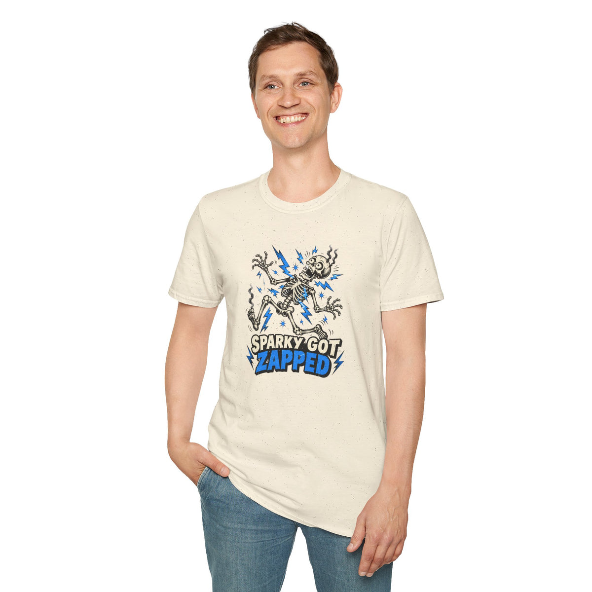 Sparky Got Zapped Skeleton Graphic T-Shirt