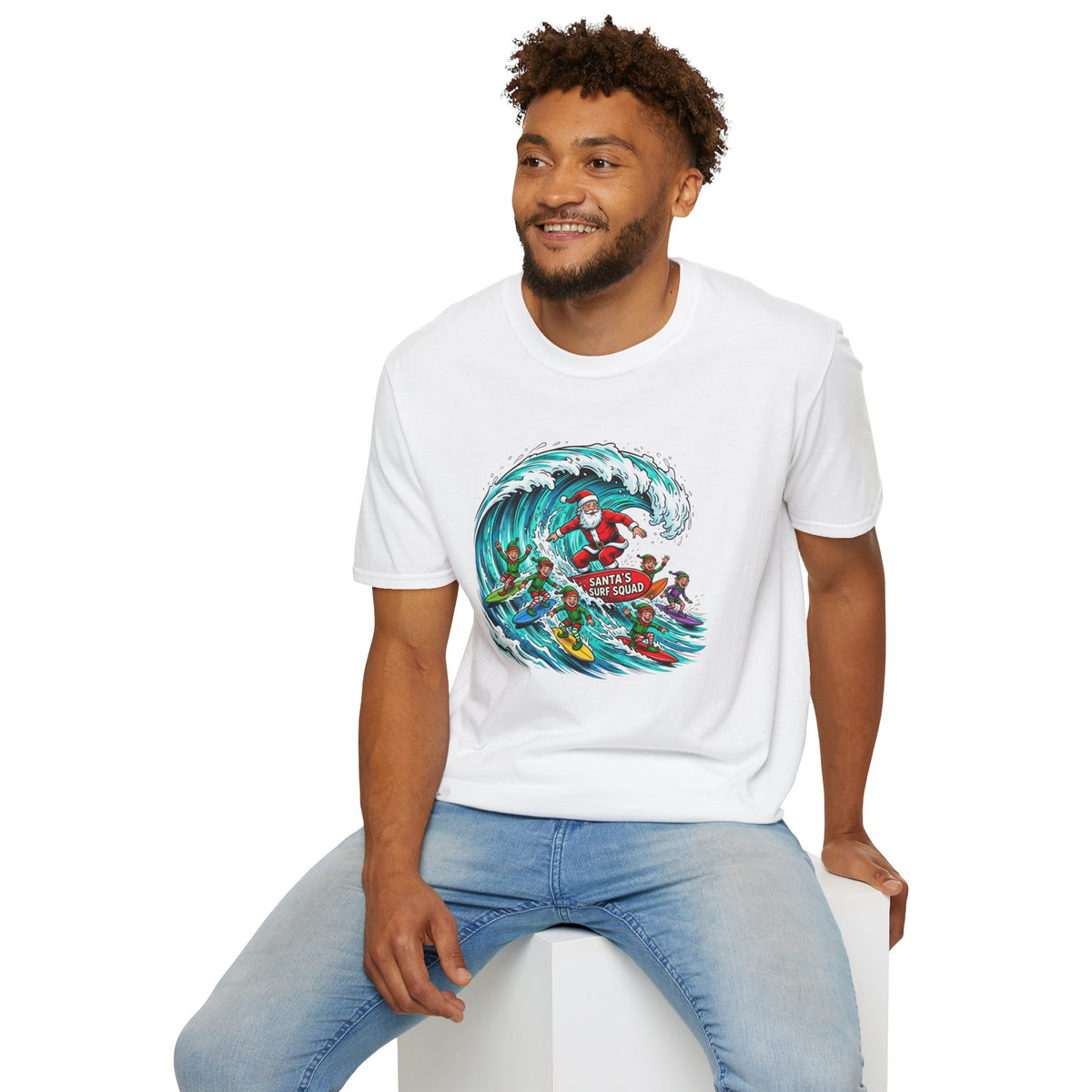 Santa’s Surf Christmas T-Shirt – Tropical Holiday Gift
