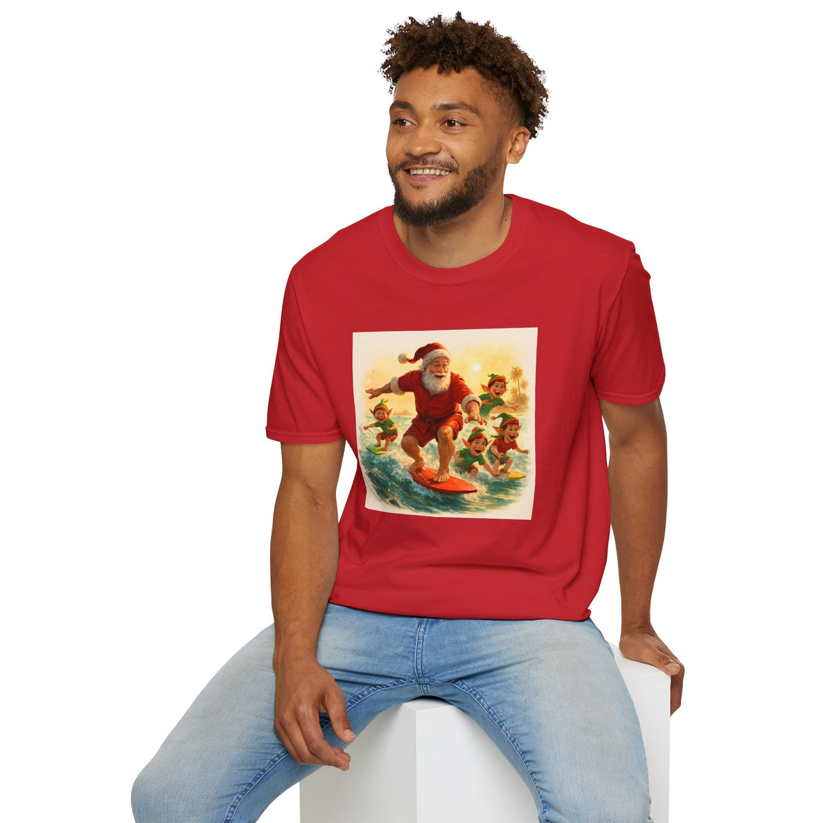 Surfing Santa Vintage Christmas T-Shirt