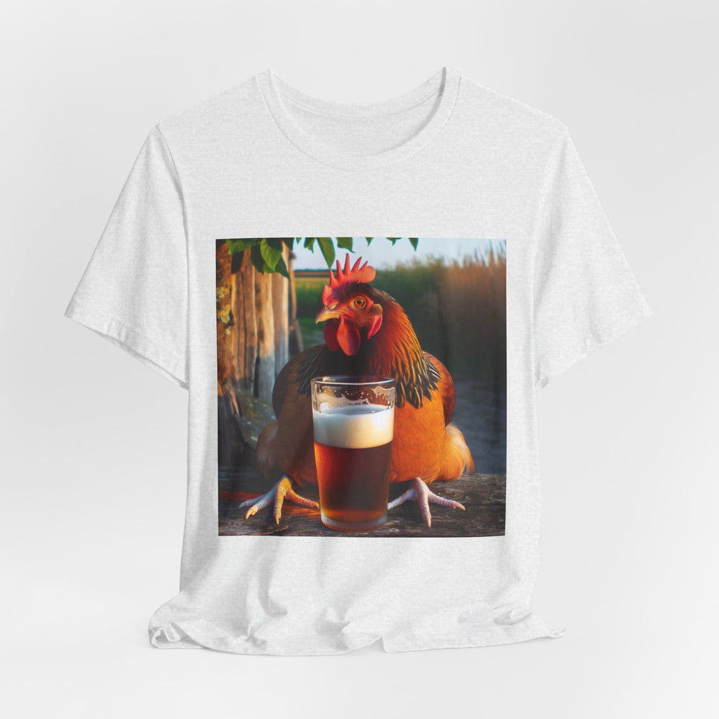 Funny Rooster with Beer Graphic Unisex T-Shirt