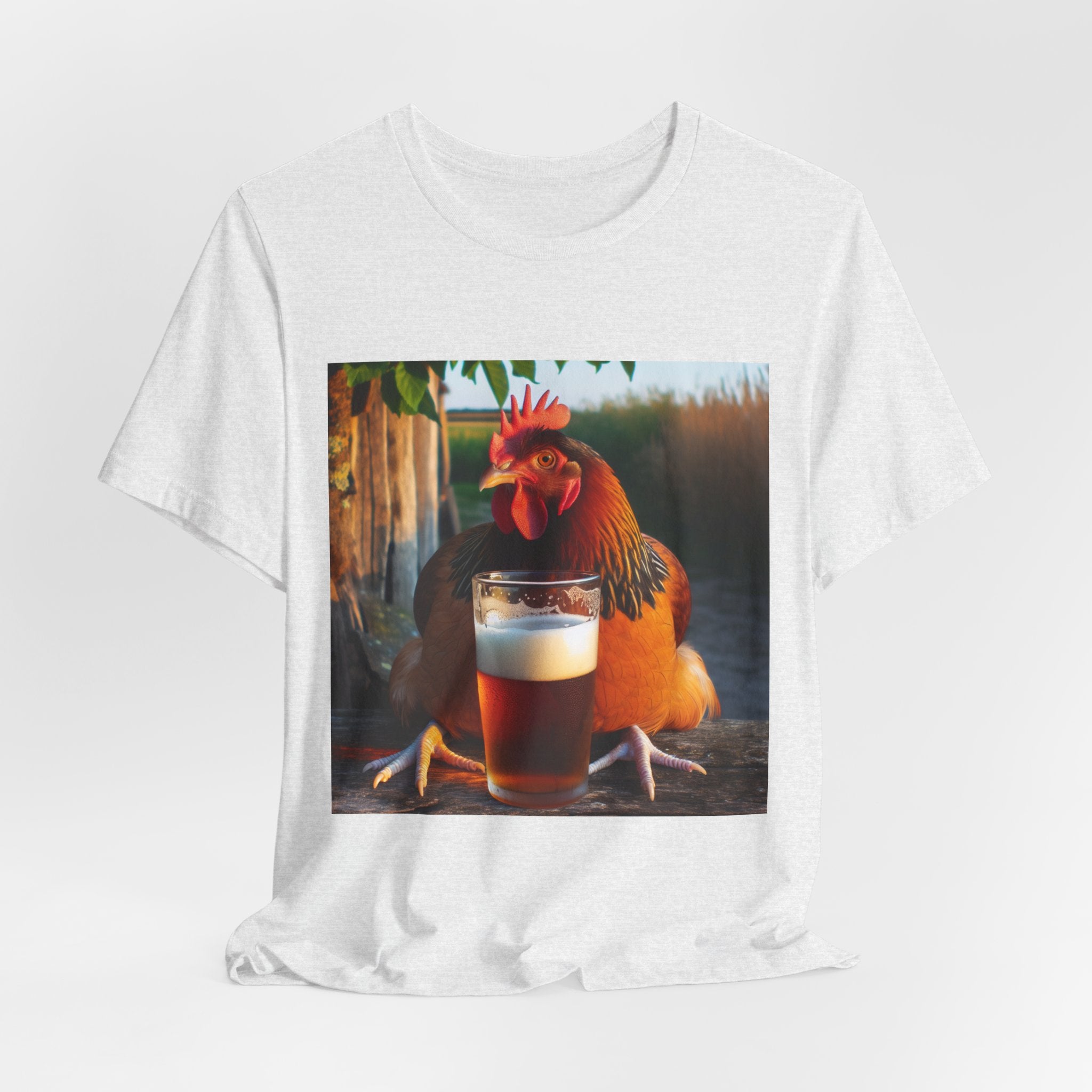 Funny Rooster with Beer Graphic Unisex T-Shirt