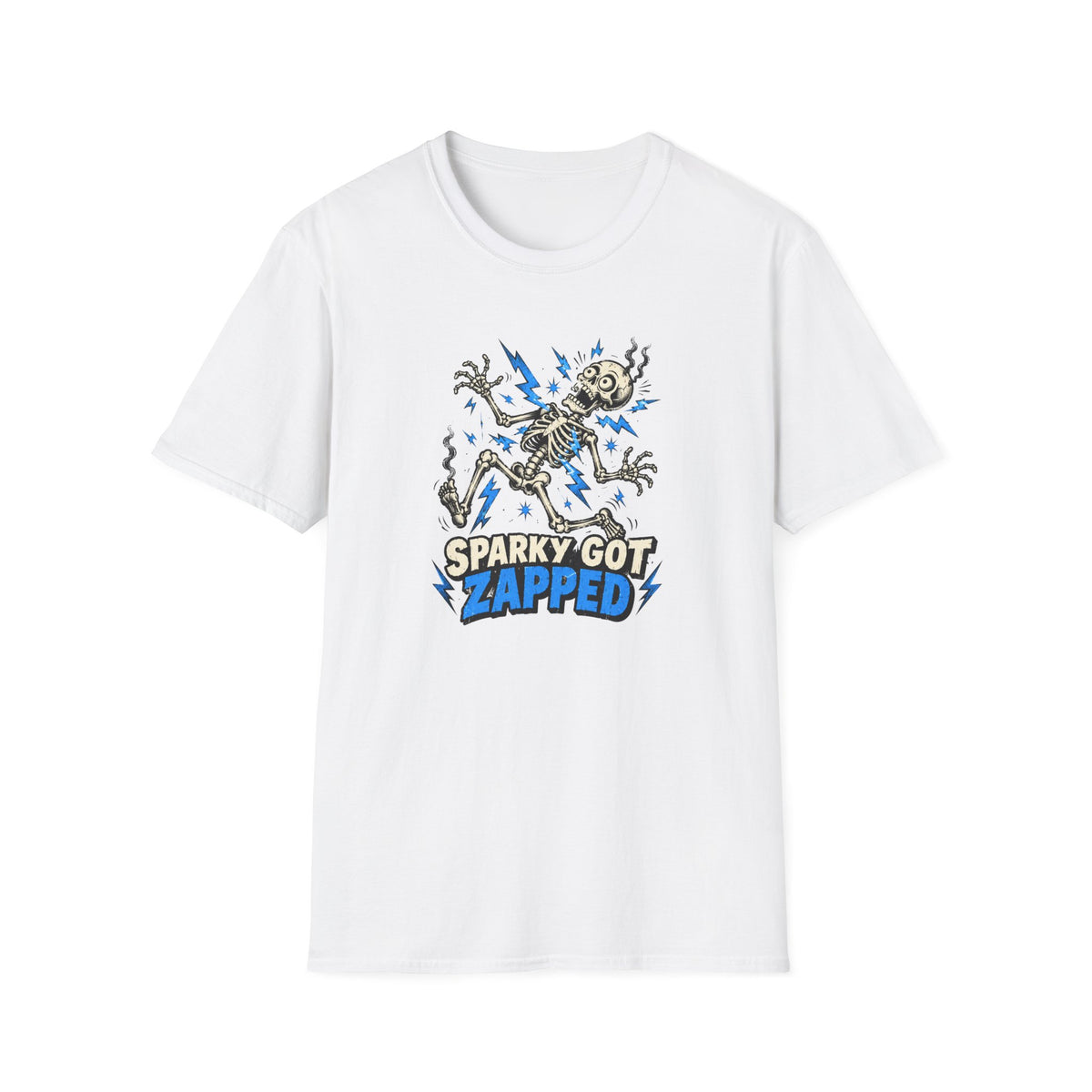 Sparky Got Zapped Skeleton Graphic T-Shirt