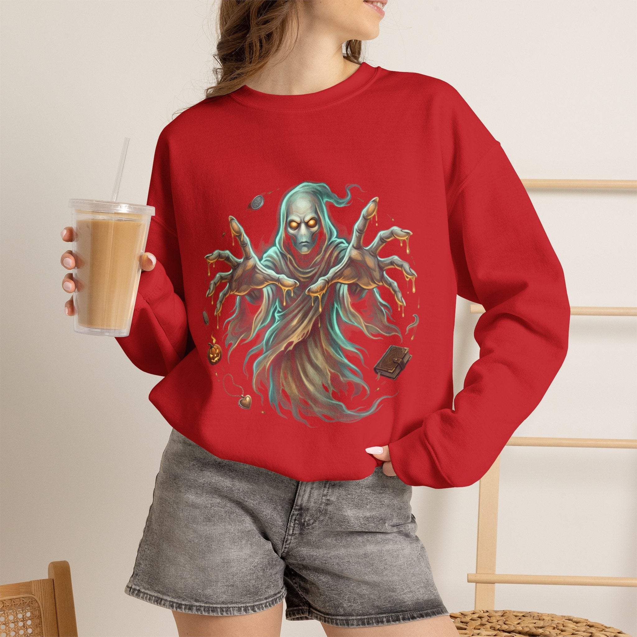 Hooded Wraith Halloween Crewneck Sweatshirt