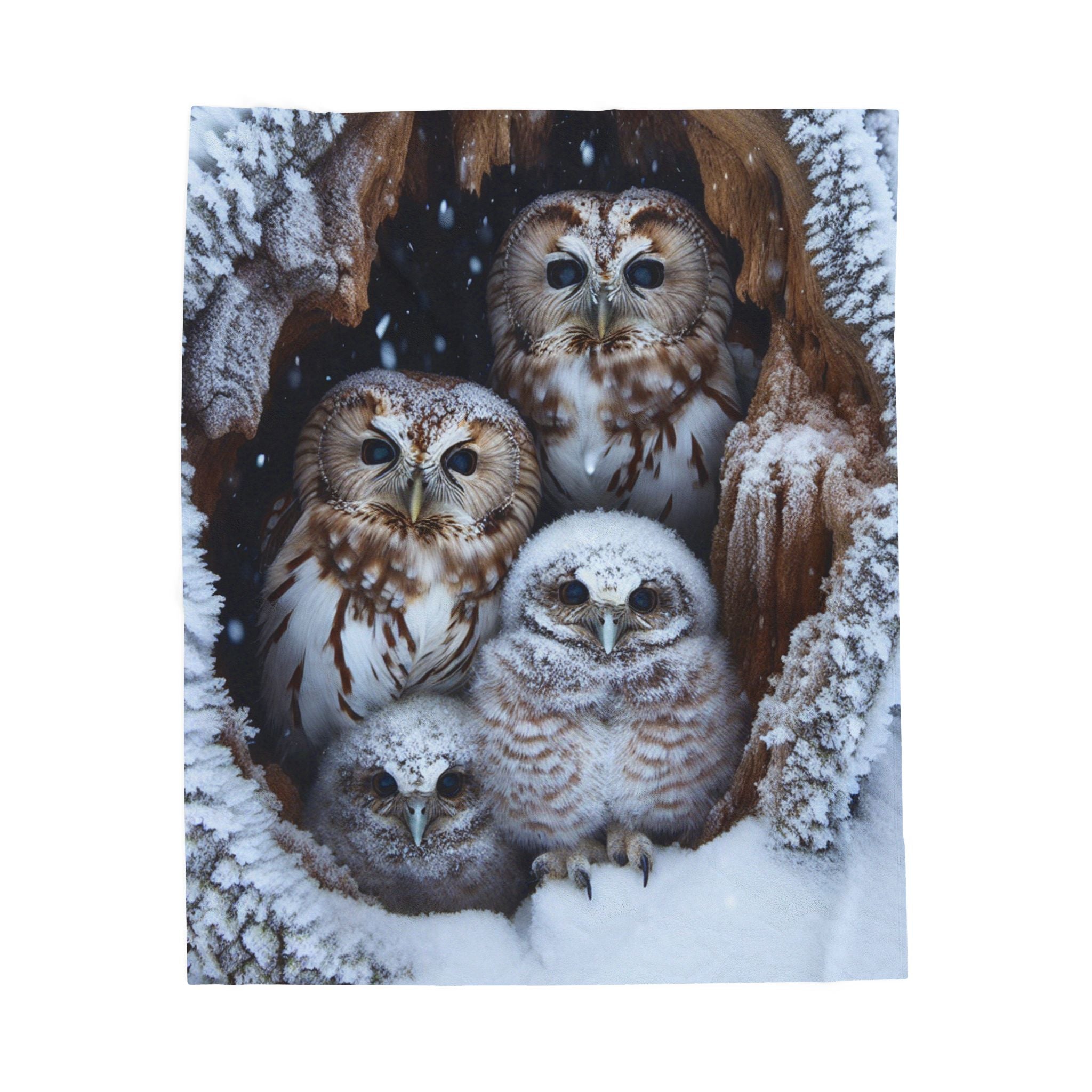 Velveteen Plush Blanket - Owls