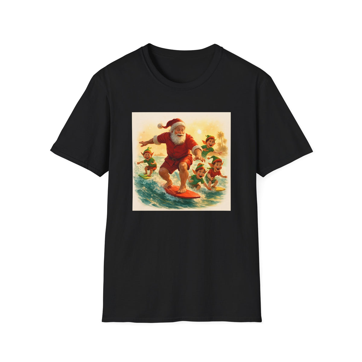 Surfing Santa Vintage Christmas T-Shirt