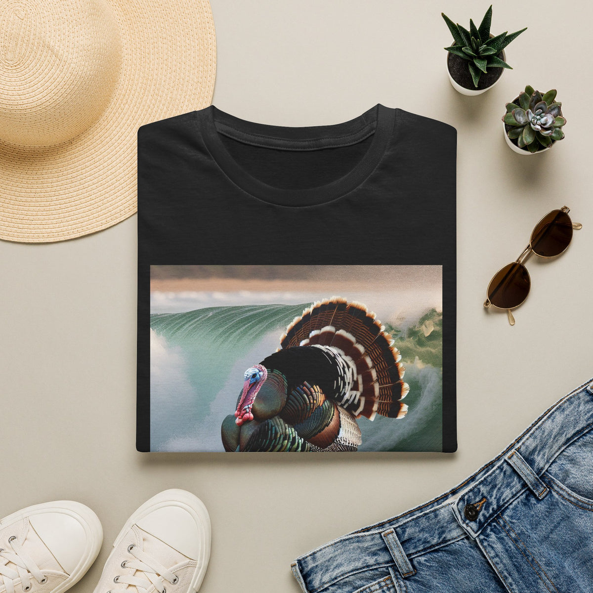 Surfing Turkey T-Shirt — Funny Thanksgiving Surfboard Graphic Tee