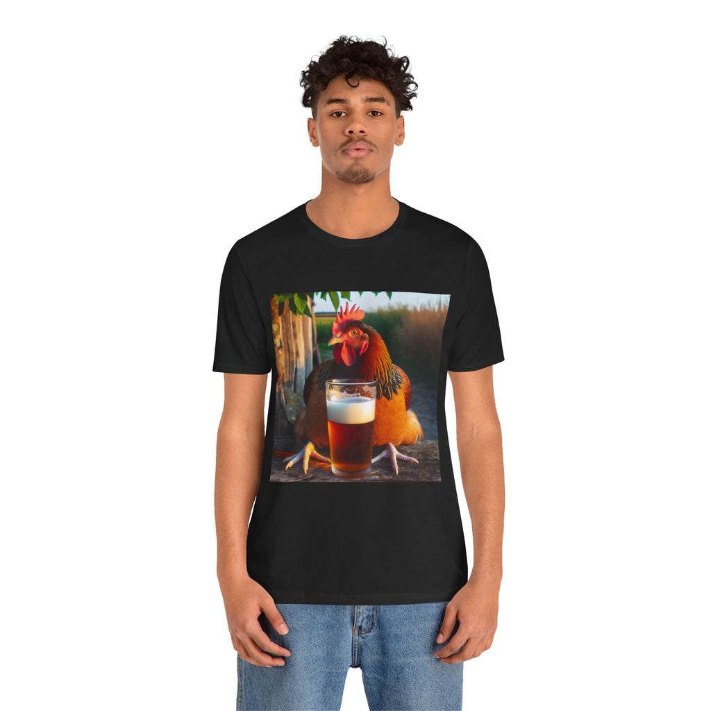 Funny Rooster with Beer Graphic Unisex T-Shirt